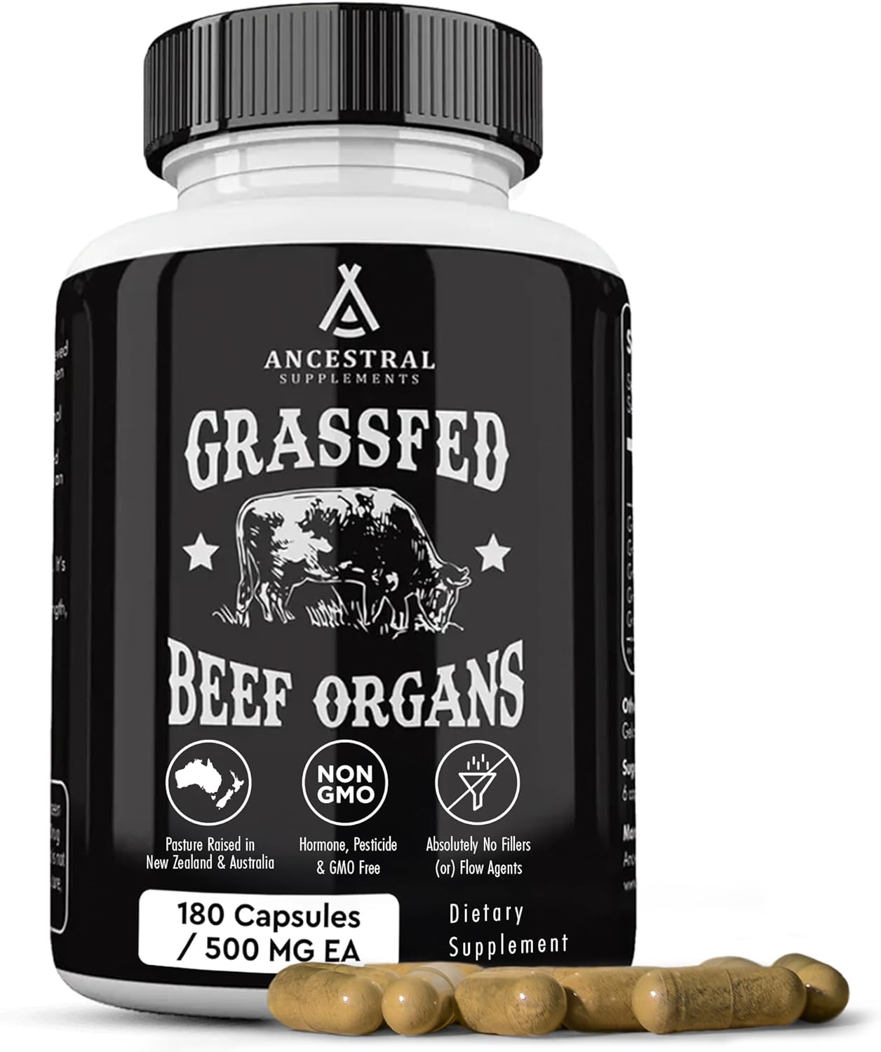 Ancestral Supplements Beef Liver & Beef Organs Bundle – Supports Energy, Immunity & Whole Body Wellness – Grass Fed, Pasture Raised Multivitamin with Liver, Heart, Kidney, Pancreas & Spleen, Non-GMO