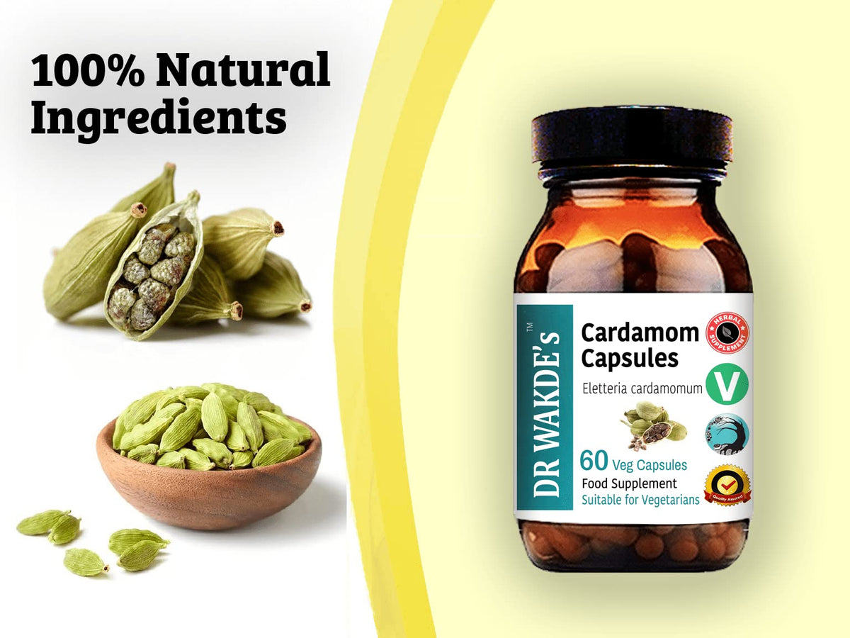 DR WAKDE'S Cardamom Capsules (60 Veg Caps, Plant-Based Supplement, Ayurvedic Herb, All Natural, Vegan) DR WAKDE's buy supplements Au
