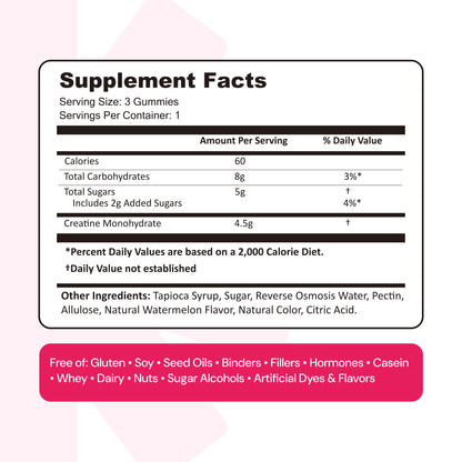Create Creatine Monohydrate Gummies for Men & Women, Boost Focus, Strength, and Endurance, Anti-Melting Formula, Vegan, Gluten-Free, Non-GMO, 1.5g of Creatine per Gummy (Orange)