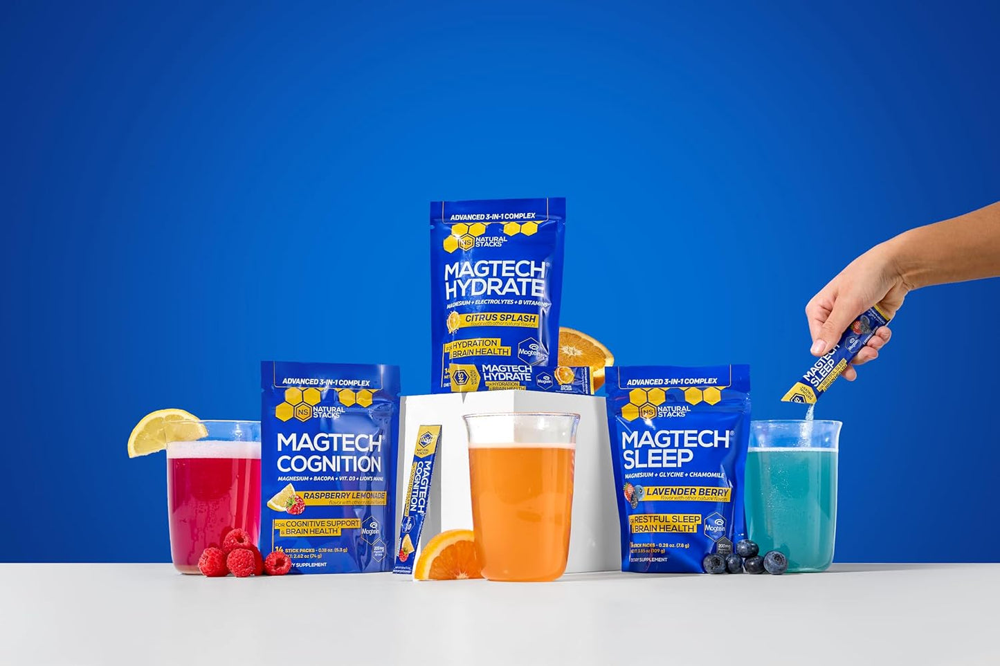 MagTech Magnesium Cognition Powder with Lions Mane and Bacopa, 14 Servings | Magtein L-Threonate, Glycinate and Taurate blend supports focus, mental clarity and brain health. Mix into water daily.