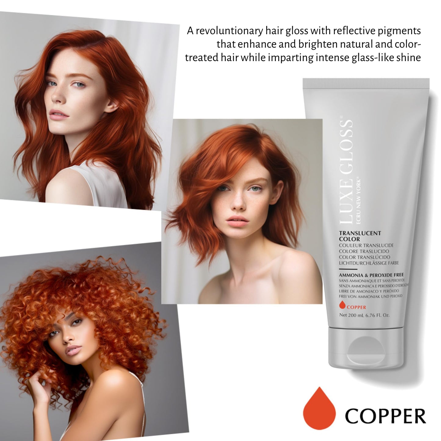 ECRU New York LUXE GLOSS Hair Gloss for Enhanced Color and Glass-Like Shine, Copper Ecru New YorkBuy Supplements Australia