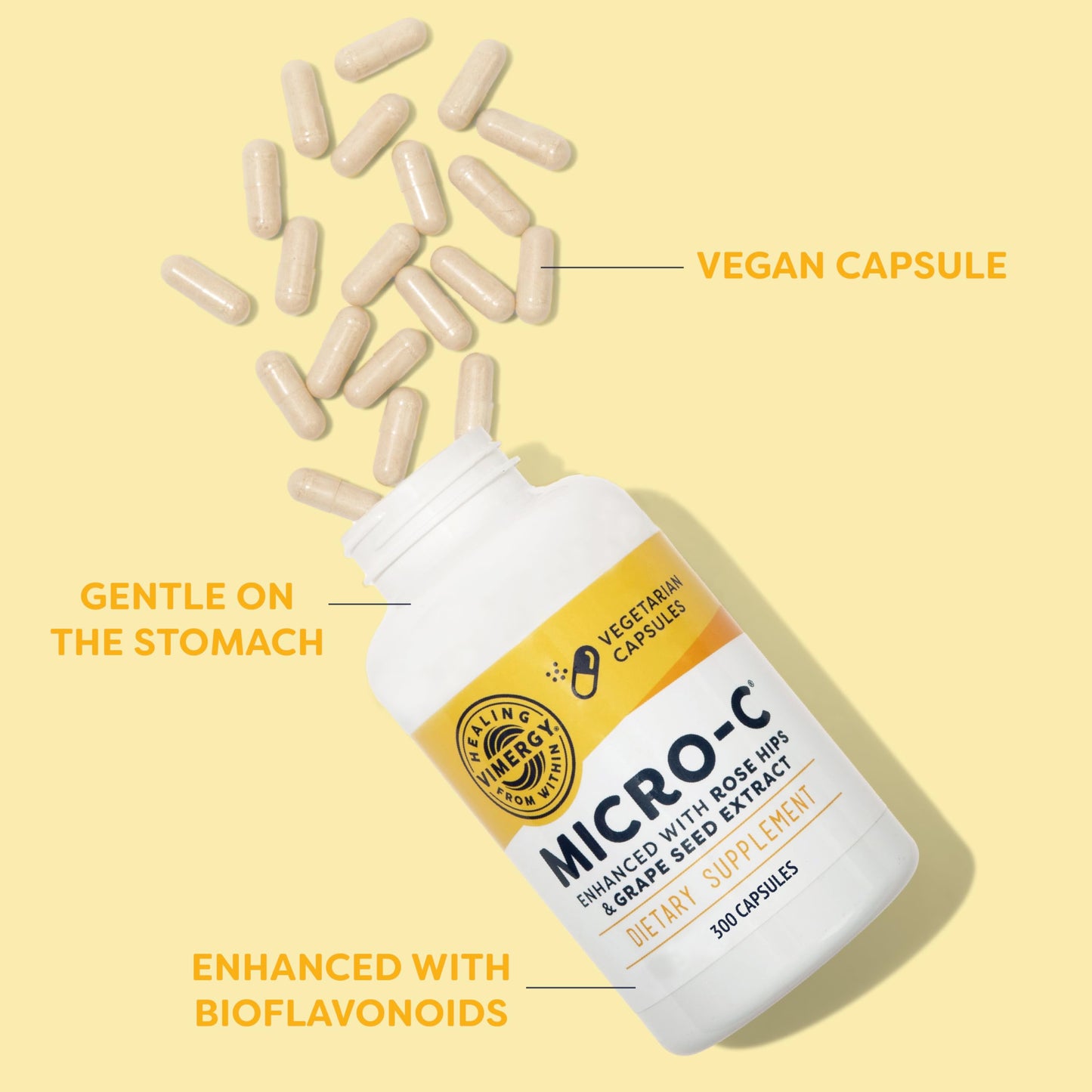 Vimergy Micro-C® Vitamin C Capsules – 500mg per Capsule, Supports Immune Health*, Promotes Collagen Production, Supports Healthy Bones*, Kosher, Vegan & Gluten-Free (90 Capsules)