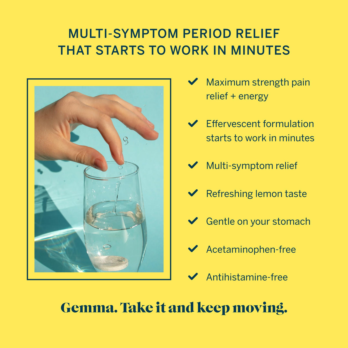 Gemma Cut The Cramp - Fast Menstrual Cramp & Period Pain Relief - Multi-Symptom Formula Treats Menstrual Cramps, Fatigue, Bloating, Headache in 15 Minutes GemmaBuy Supplements Australia