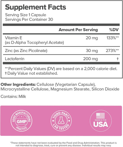 FLO Acne Supplement for Clearer Skin with Zinc & Vitamin E – 30-Day Supply