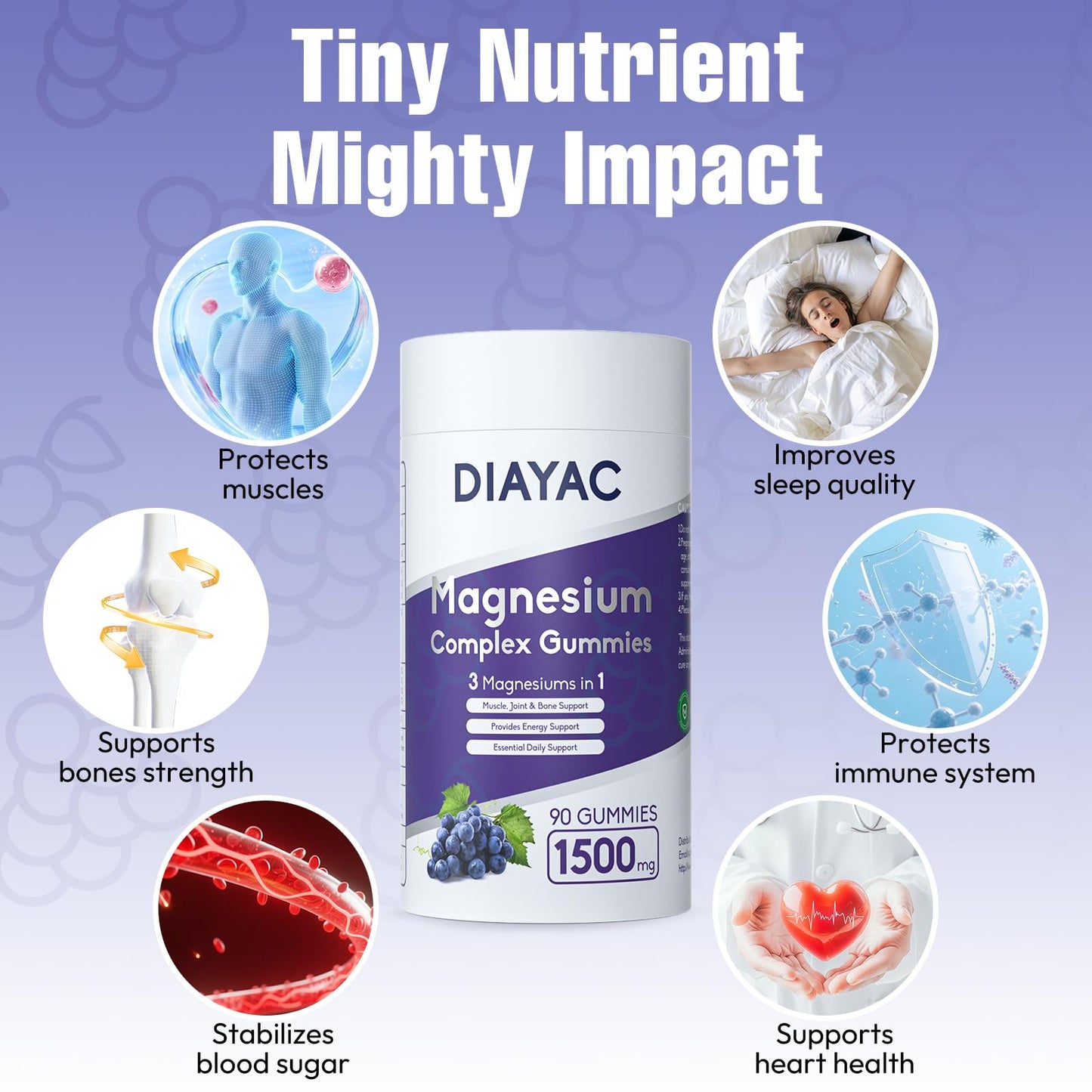 Magnesium Complex Gummies, Individually Packaged Magnesium Supplement, Magnesium Chelate, Bisglycinate, Malate, Citrate, Taurate Chewable for Women & Men,Sleep&Muscle&Nerve Health, Vegan 90 Counts DIAYAC buy supplements Au