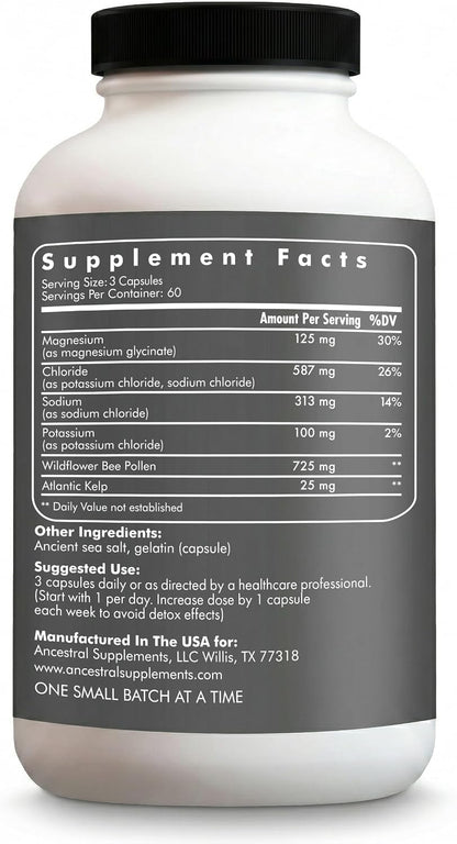 Ancestral Supplements Minerals & Electrolytes Capsules, 180 Ct | A trace mineral supplement with magnesium, potassium & sodium supports hydration, immune health and performance.