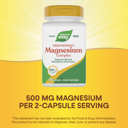 Nature's Way Magnesium Complex, Supports Muscle Relaxation*, Muscle Function*, Promotes a sense of Calm*, Magnesium Citrate and Oxide, 100 Capsules Nature's Way buy supplements Au