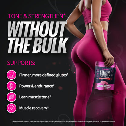 Bold Buns Creatine for Women – Supplement with Collagen & BCAA – Supports Muscle Development, Post-Workout Recovery, Skin Elasticity, Healthy Hair & Nail (30 Servings, Unflavored)