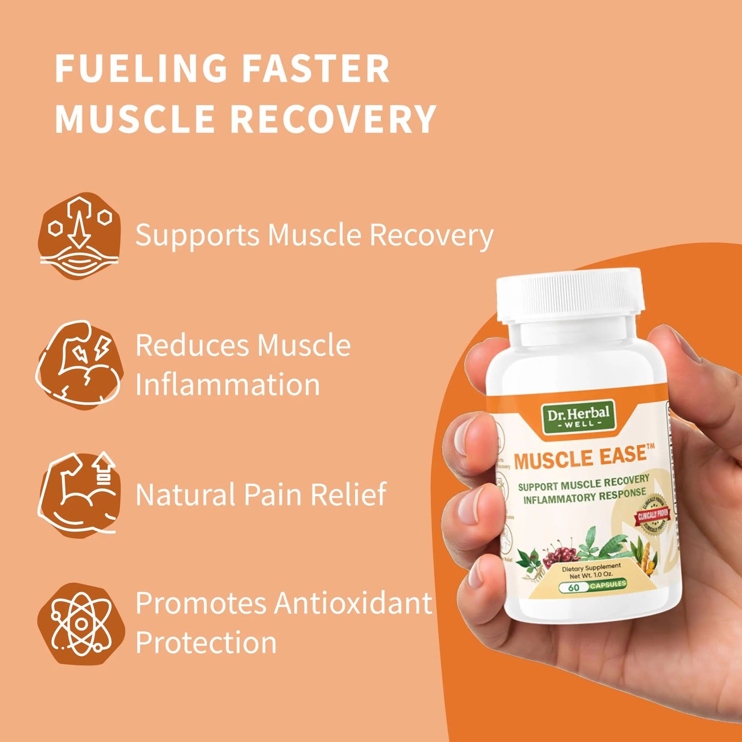 DR.HERBAL WELL Muscle Ease - Joint, Muscle & Nerve Support Fast Acting Relax Comfort Recovery Natural Herbal Supplement - (60 Capsules) MAX-Strength DR. HERBAL WELLBuy Supplements Australia