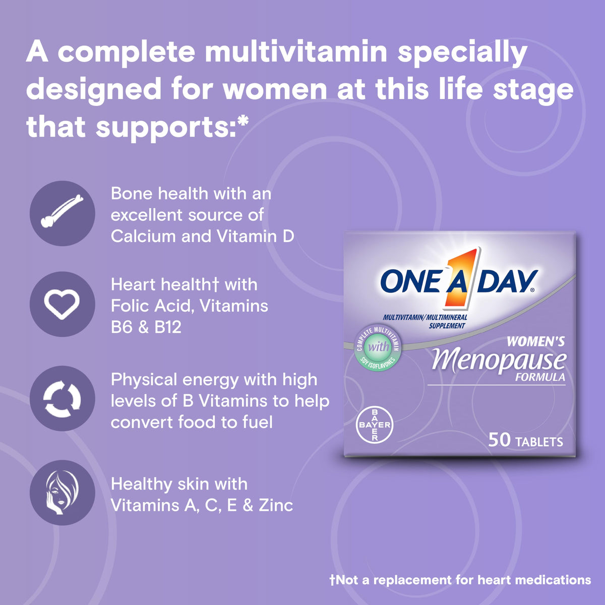 One A Day Women's Menopause Multivitamin with Vitamin A, Vitamin C, Vitamin D, Vitamin E and Zinc for Immune Health Support, Bone health, 50 Count ONE A DAY buy supplements Au