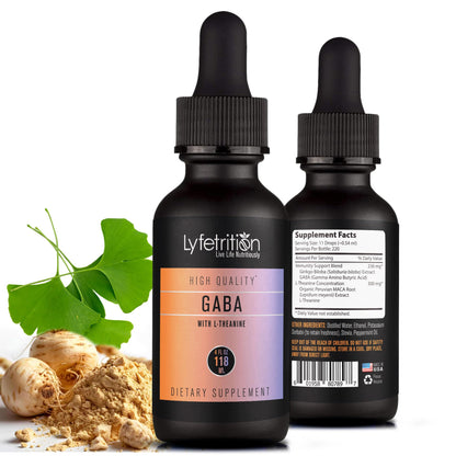 Two Lyfetrition GABA dietary supplement bottles with a white background