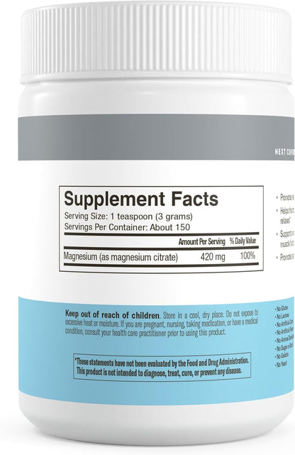 FREEDA Magnesium Citrate Powder for Bone, Joint, & Muscle Support 16 Oz | Supports Nerve Health, Relaxation, & Sleep – Kosher, Vegan, Gluten-Free, Corn-Free, Unflavored, 150 Servings, Made in USA