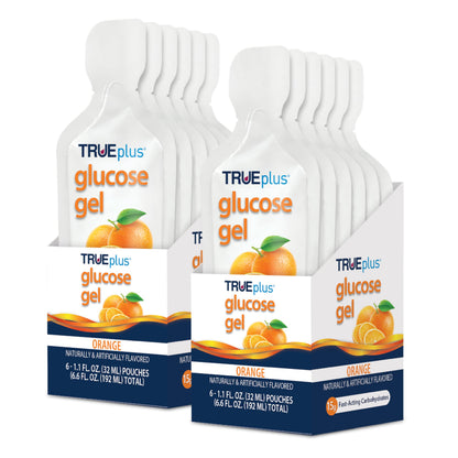 TRUEplus Glucose Gel Pouch, 15g Carbohydrates, Fruit Punch Flavor, 6 Pack | 15g Fast-Acting Carbohydrates Per Serving, Fat Free, Gluten Free, Boosts Energy, Great Tasting and Easy to Use