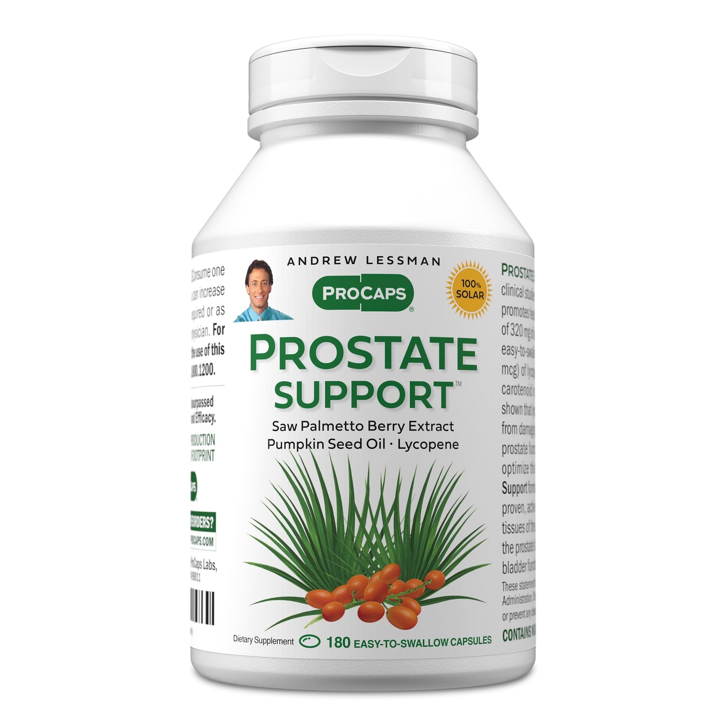 ANDREW LESSMAN Prostate Support Saw Palmetto Supplement, 60 Softgels | Comprehensive prostate support with saw palmetto, pumpkin seed oil and omega-3s for men's urinary health.