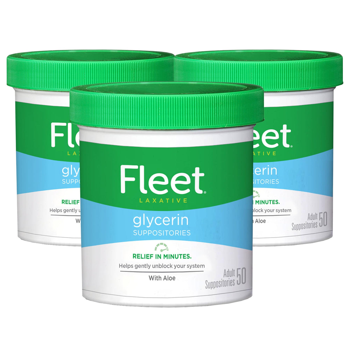 Fleet Glycerin Suppositories for Constipation Relief, Fast and Effective Stimulant-Free Laxative with Aloe Vera, 50 Count Jar, Pack of 3 Fleet buy supplements Au