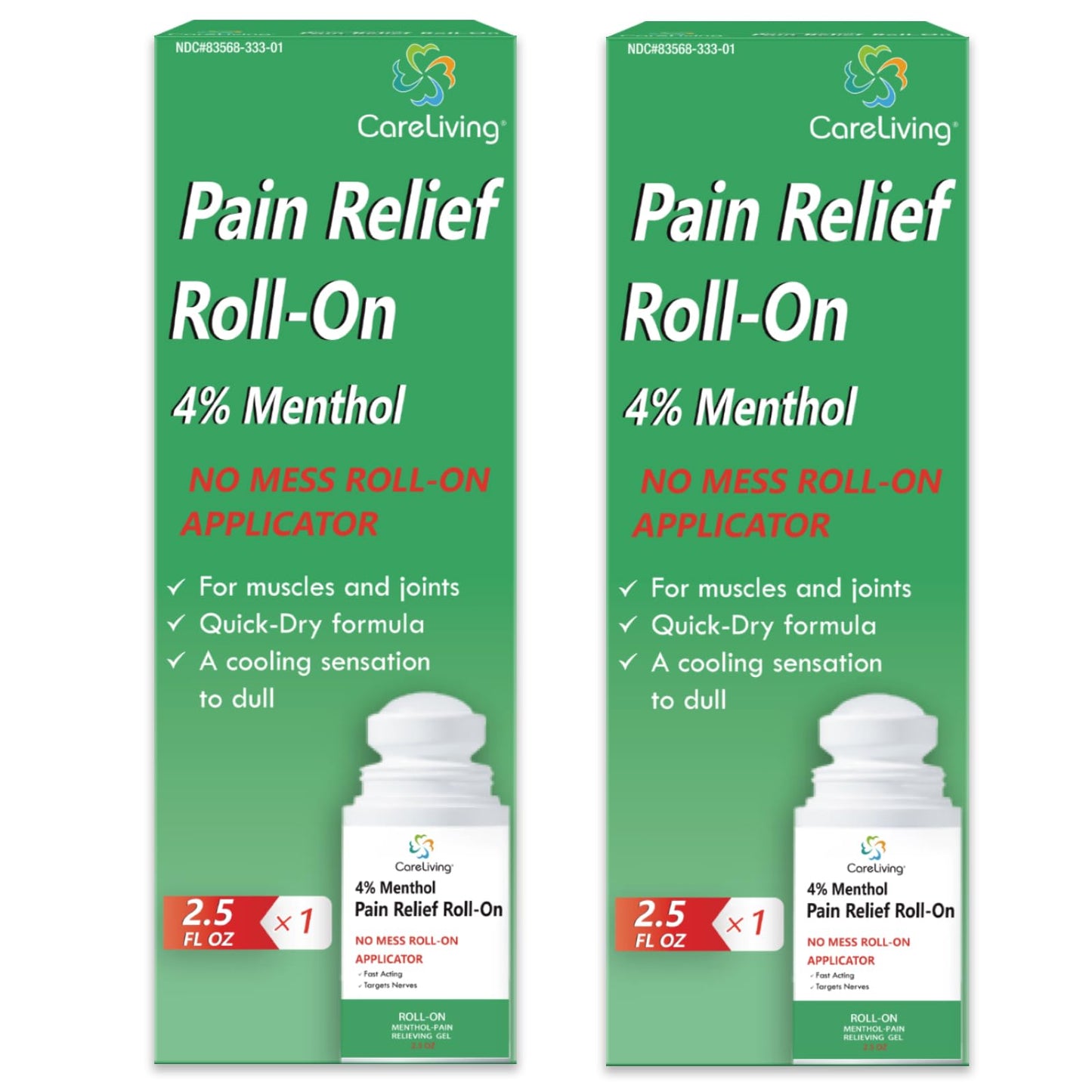 CARELIVING Roll On Pain Relief for Knee, Neck, Joint, Shoulder, Arthritis Pain Reliever, Sore Muscle Relief, Roll On Menthol Gel 2.5 Fl Oz (Pack of 2) CARELIVINGBuy Supplements Australia