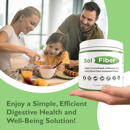 SolFiber Prebiotic Powder Supplement, Non-GMO Alternative to Fiber Gummies, Supports Digestive Health, Easy-to-Mix and Highly-Concentrated Fiber Powder, 7 Ounces, 60 Servings
