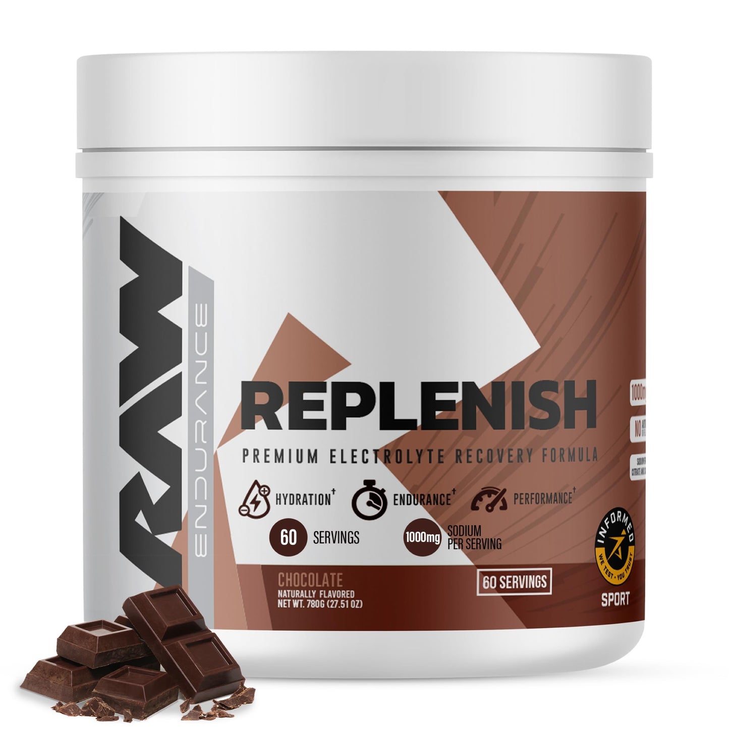 RAW Replenish, Premium Electrolytes Powder Recovery Formula, Lemon Lime (60 Servings) - Flavored Electrolyte Drink Mix Supplement for Hydration, Replenishment, Endurance & Performance Workouts