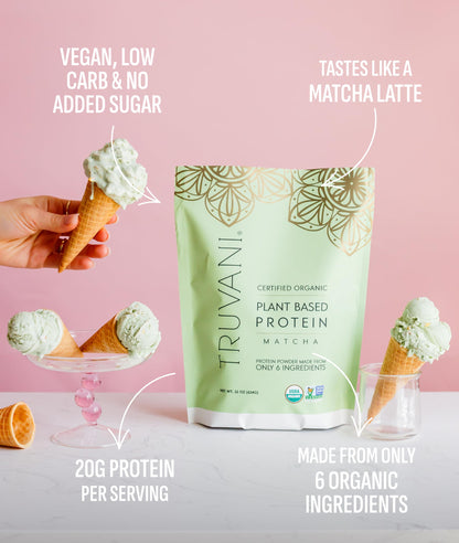 Truvani Organic Plant Based Protein Powder | Vanilla | 1 Serving | Vegan | 20g Pea Protein | Keto | Gluten & Dairy Free | Low Carb | No Added Sugar