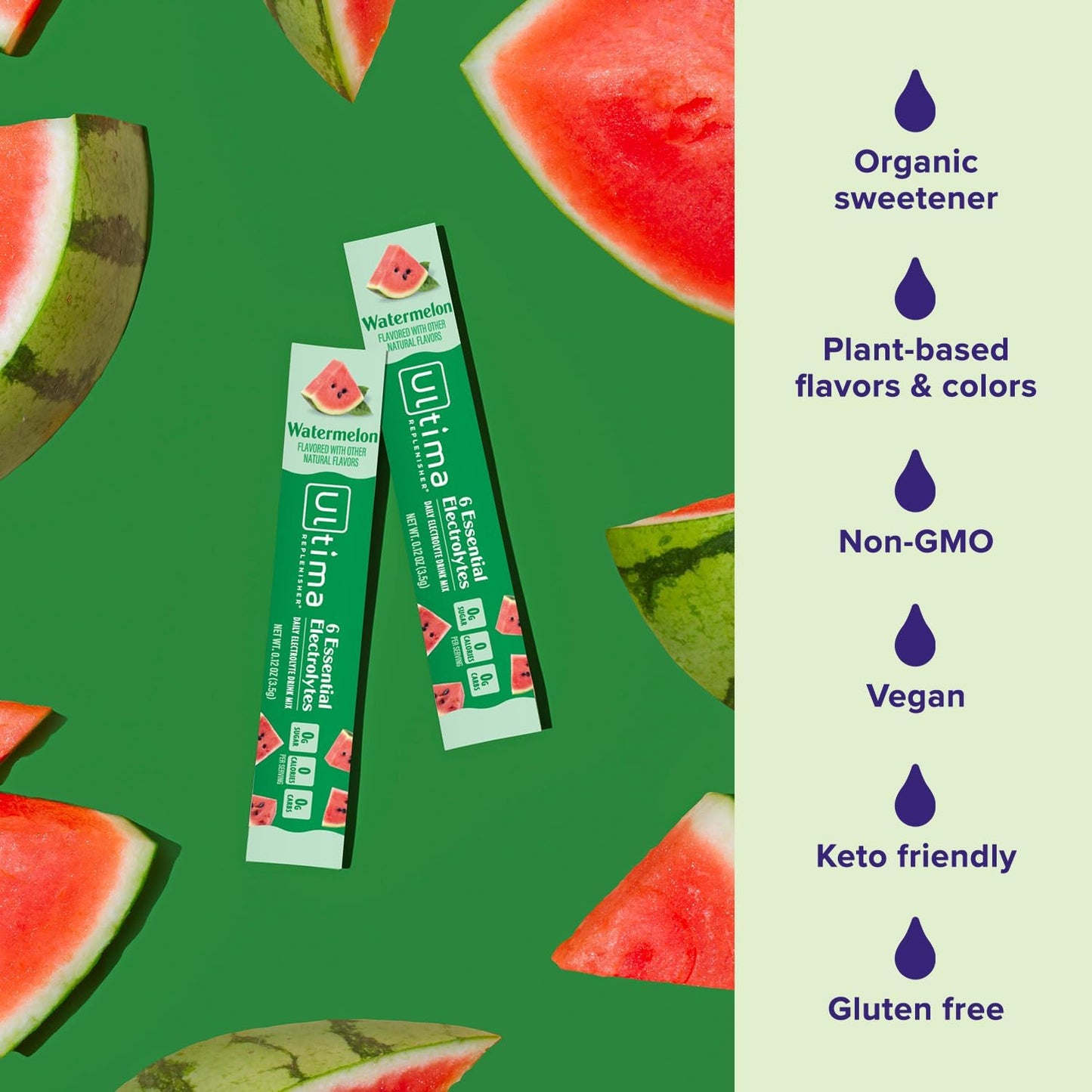 Ultima Replenisher Electrolyte Powder Drink Mix Bundle – Sugar Free – Watermelon, 90 Serving Canister and 20 Stickpacks – 6 Electrolytes and Minerals – Keto Friendly, Vegan, Non-GMO
