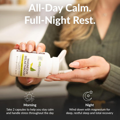 BIOptimizers Magnesium Breakthrough Supplement with 500mg - 7 Forms of Magnesium: Glycinate, Malate, Citrate, and More - Natural Support for Sleep and Cognitive Function -60 Capsules- Calming Vitamins BIOptimizers buy supplements Au