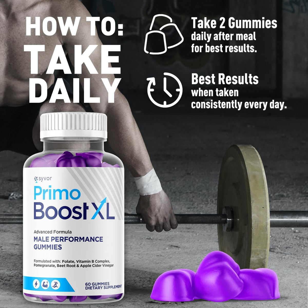 (3 Pack) Primo Boost XL Gummies, Official Primo Boost XL Gummys with All Natural Ingredients, Advanced PrimoBoost Health & Wellness Formula with Max Strength Active Lifestyle Vitamins (180 Gummies) Syvor buy supplements Au