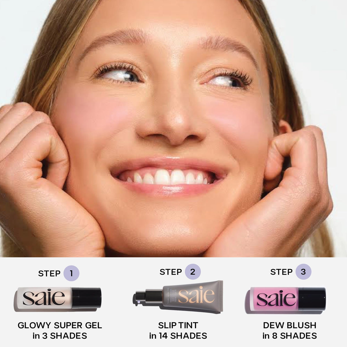 Saie Mini Glowy Super Gel Lightweight llluminator & Makeup Primer - Sunglow (0.5 oz) + Dew Blush - Lightweight Liquid Blush with a Blendable + Buildable Cream Finish - Rosy (.40 oz) SaieBuy Supplements Australia