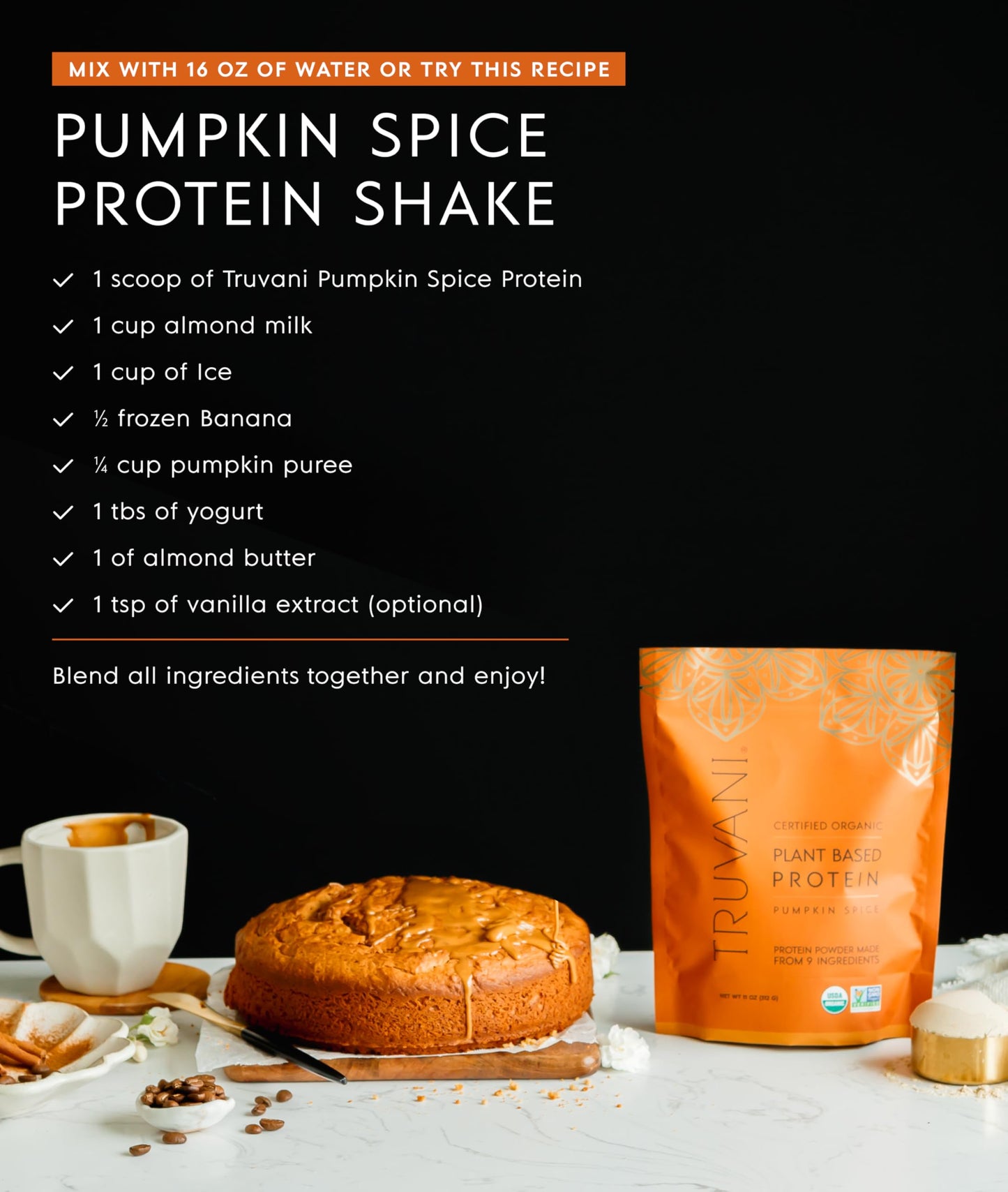Truvani Organic Plant Based Protein Powder | Vanilla Chai | 10 Servings | Vegan | 20g Pea Protein | Keto | Gluten & Dairy Free | Low Carb | No Added Sugar