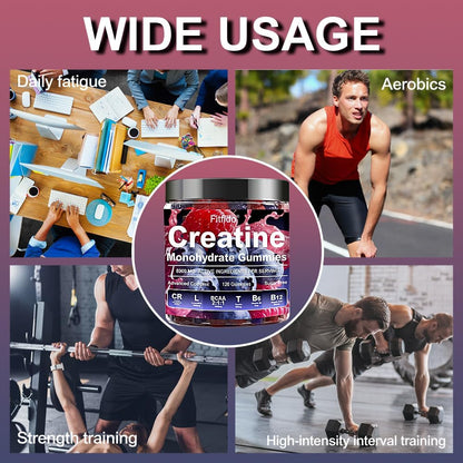 Creatine Monohydrate Gummies 5000mg + Magnesium Glycinate 400mg – Support for Muscles, Strength & Wellbeing – Vegan, Sugar Free, 2-Pack Supplement Bundle