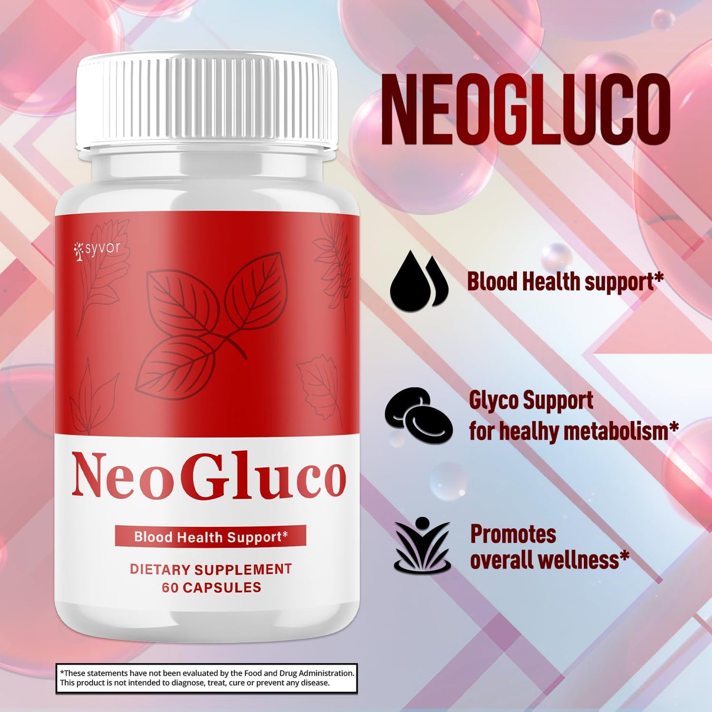 NeoGluco Capsules, Official NeoGluco Glycogen Support Pills with All Natural Ingredients, Advanced Formula Health Supplement with Maximum Strength Premium Vitamins for Women & Men (60 Capsules) SyvorBuy Supplements Australia