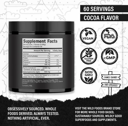 Cocotropic Organic Mushroom Cacao Mix (8oz) & Colostrum Powder (5.22oz) Bundle for Gut Health and Energy