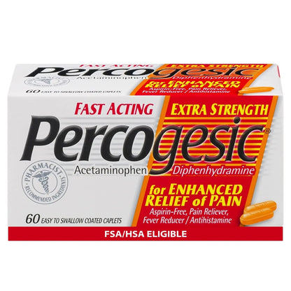 Percogesic Extra Strength Acetaminophen & Diphenhydramine Pain Relief, Fast-Acting Aspirin-Free Fever Reducer & Antihistamine, 60 Count PercogesicBuy Supplements Australia