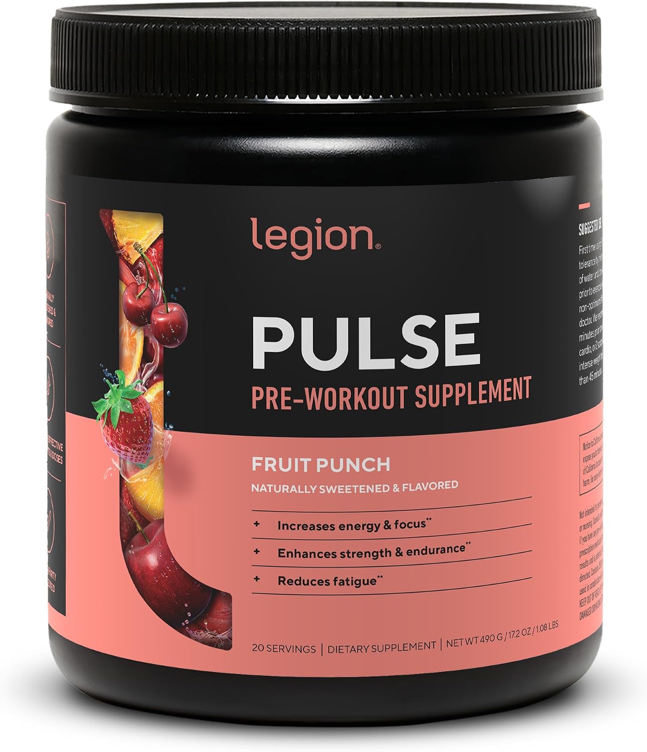LEGION Pre Workout Creatine Bundle – Pulse Natural Pre Workout (Fruit Punch) + Creatine Monohydrate Gummies – Energy, Strength, Focus & Muscle Recovery Stack – 30 Servings Each