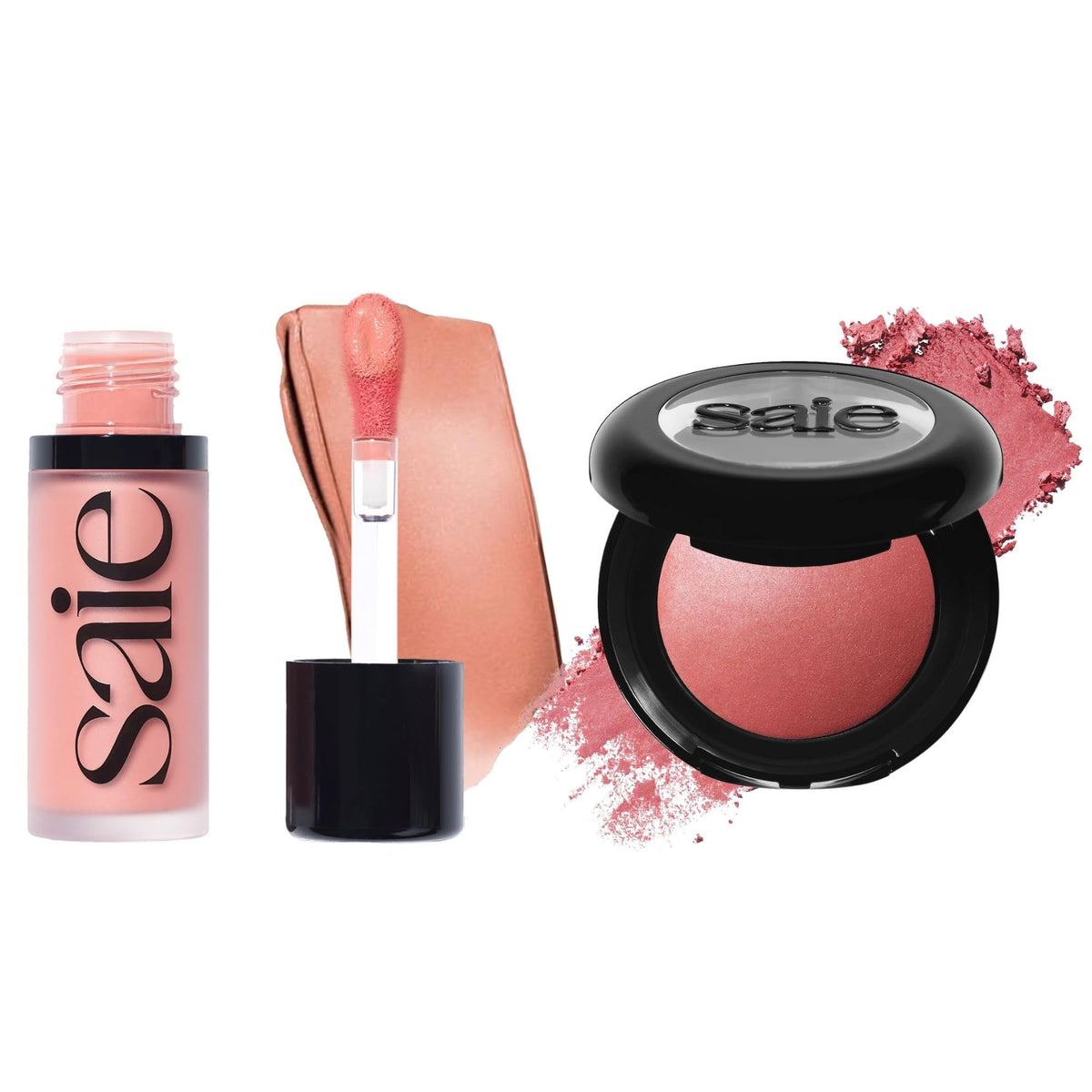 Saie Cheek Flush Duo - Dew Liquid Blush (.40 oz, Rosy), SuperSuede Baked Powder Blush (.01 oz, Mia) - Layerable, Skin-Nourishing Blushes for a Seamless Radiant Finish SaieBuy Supplements Australia