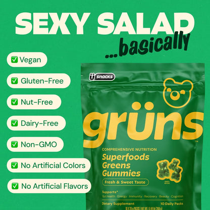 Adult Greens Gummies & Daily Multivitamin, Prebiotic Fiber, 28 ct | Adaptogens, Superfoods, 20+ Vitamins & Minerals, Digestion, Daily Support
