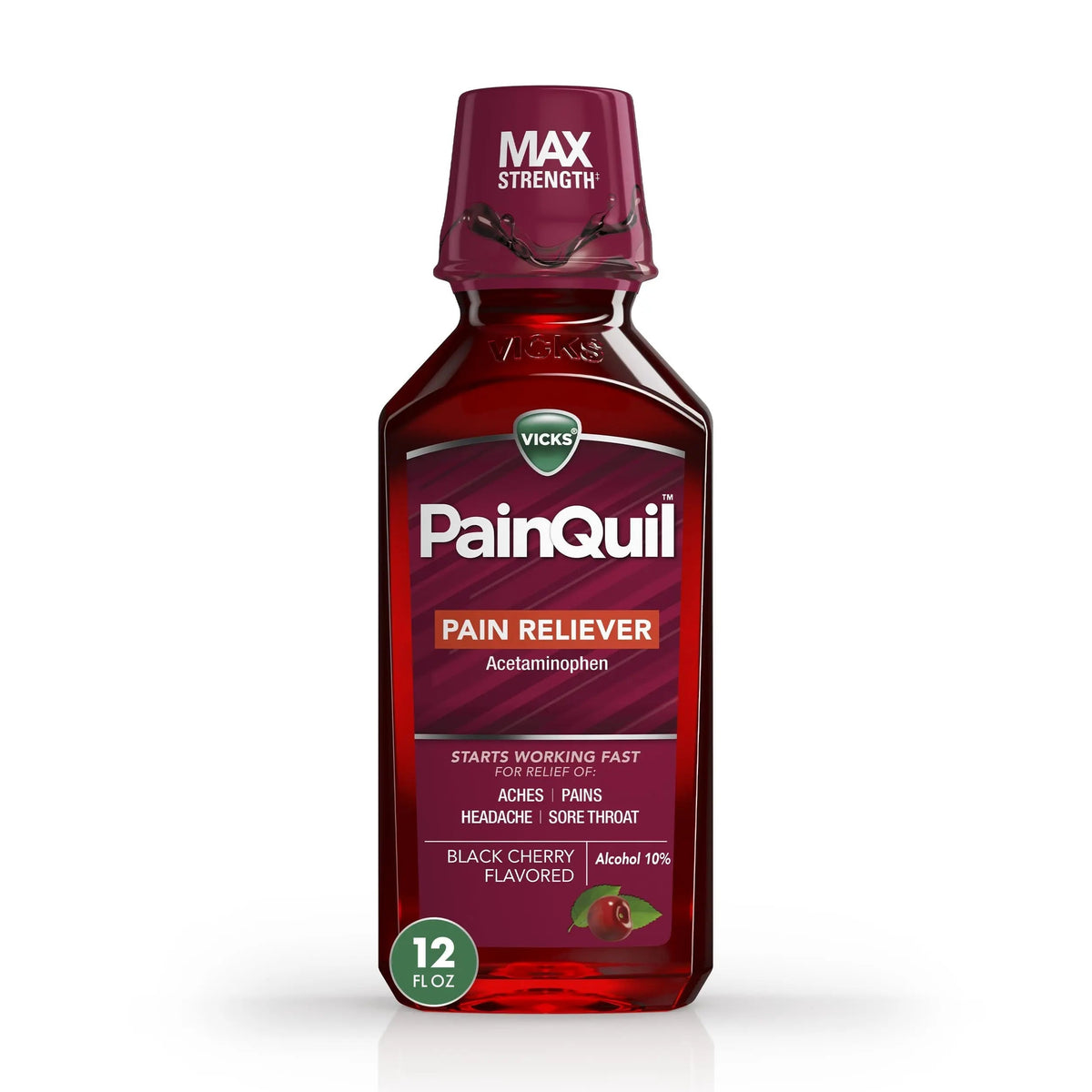 Vicks PainQuil Pain Relief Acetaminophen 1000mg Max Strength‡ Adult Pain Reliever Liquid 12oz, Backache Headache Relief, 1 Daytime Pain Reliever VicksBuy Supplements Australia