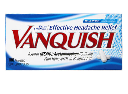 Vanquish Extra Strength Pain Reliever Headache Relief Aspirin Acetaminophen Caffeine 100 Coated Caplets (Pack of 2) VanquishBuy Supplements Australia