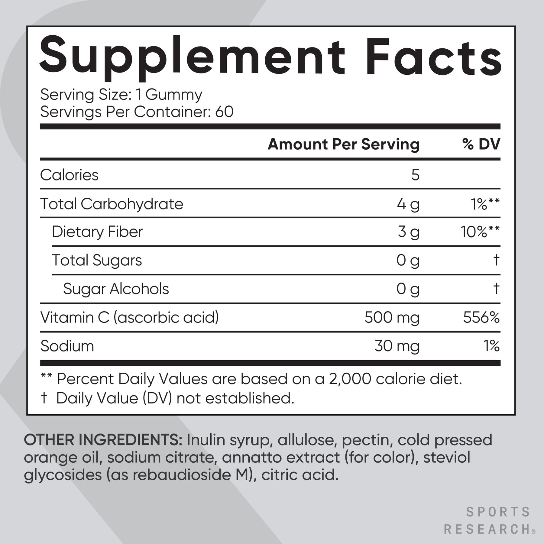 Sports Research­® Vitamin C Gummies | 500 mg Vitamin C | Sugar Free, Gelatin Free, Vegan Certified & Non-GMO Tested | Immune & Antioxidant Support 60 Gummies Sports Research buy supplements Au