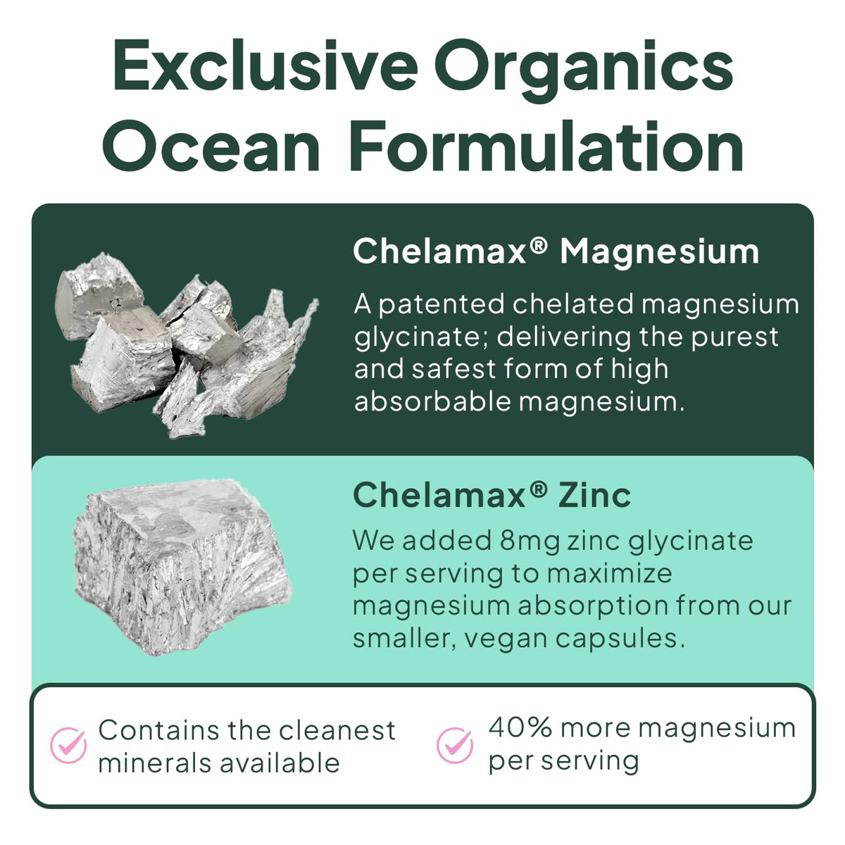 Organics Ocean Pure Magnesium Glycinate with Zinc - Maximum Strength Chelated Magnesium Supplement for Women and Men for Muscle Cramps and Sleep Support - 90 Capsule Organics Ocean buy supplements Au