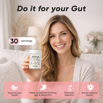 Nuora Gut Health Capsules with Berberine, Gut Biofilm Probiotic Ritual, Promotes Metabolism & Gut Health, Vegan, Non-GMO, for Women, 90 Capsule