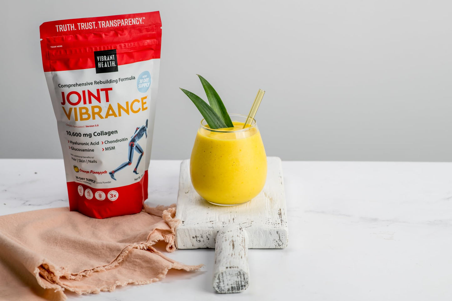 Vibrant Health, Joint Vibrance, Comprehensive Joint and Cartilage Support, Orange Pineapple, 21 Servings