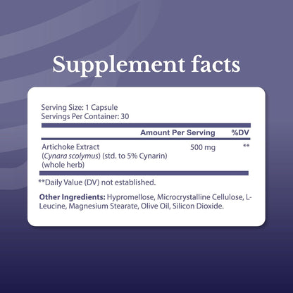 Artichoke Extract 500 mg | Liver Support Supplements | Natural Artichoke Extract, Liver Health Supplement, Digestive Support, Vegan, Gluten Free. 30 Days Supply. 30 Capsules