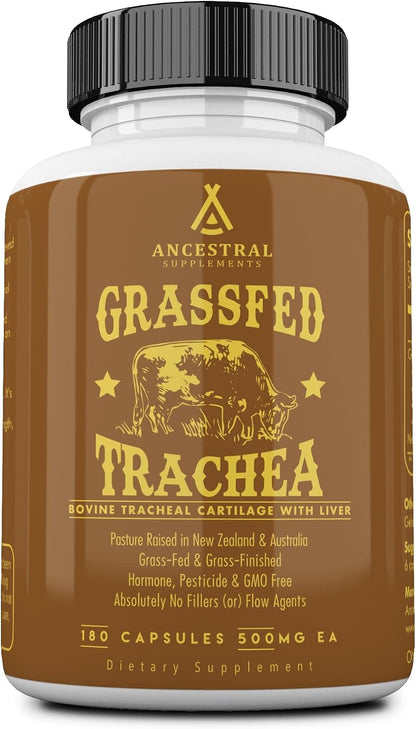 Ancestral Supplements Grass Fed Beef Tracheal Cartilage with Liver, 180 Ct | Cartilage plus liver support supplement promotes immune health, joint support and the body's natural healing.