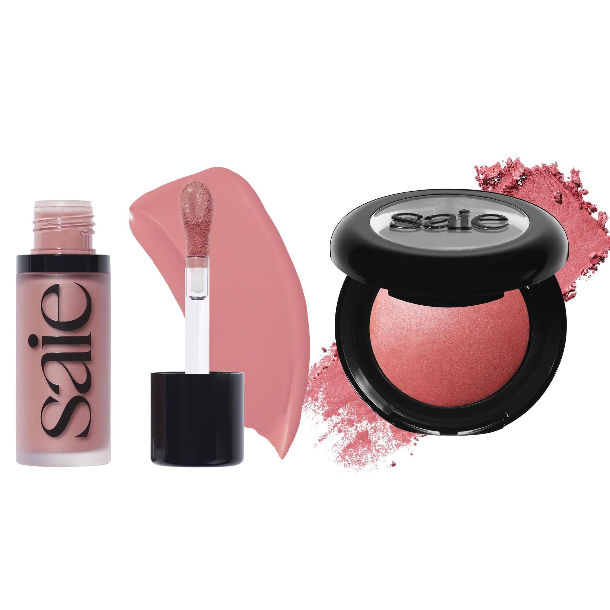 Saie Cheek Flush Duo - Dew Liquid Blush (.40 oz, Lady), SuperSuede Baked Powder Blush (.01 oz, Mia) - Layerable, Skin-Nourishing Blushes for a Seamless Radiant Finish SaieBuy Supplements Australia