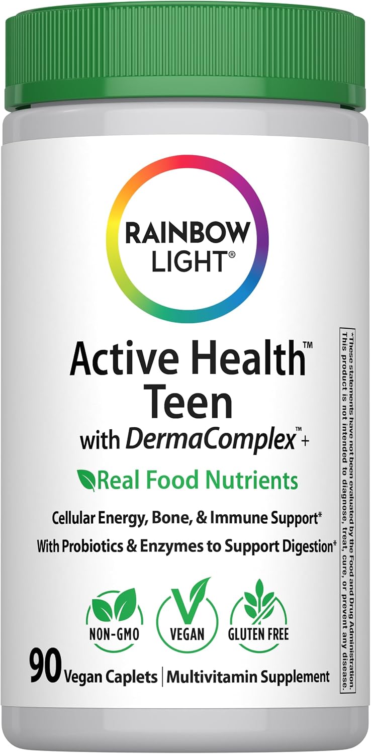 Rainbow Light Teen Multivitamin for Boys & Girls | 90 Caplets | with DermaComplex, Iron, Probiotics & Enzymes