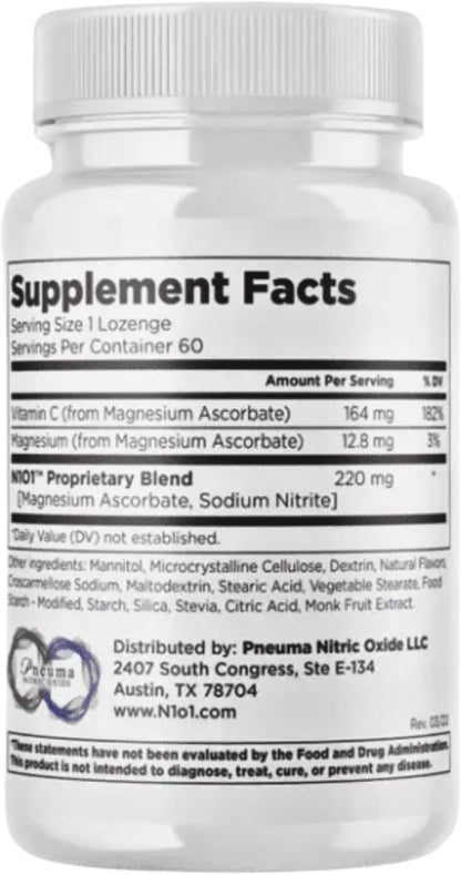 N1O1 Nitric Oxide Lozenges Supplement, 120 Count, 60-Day Supply | Developed by Dr. Nathan S. Bryan; Orange Flavor; Dissolvable Lozenges; Daily Nitric Oxide Support