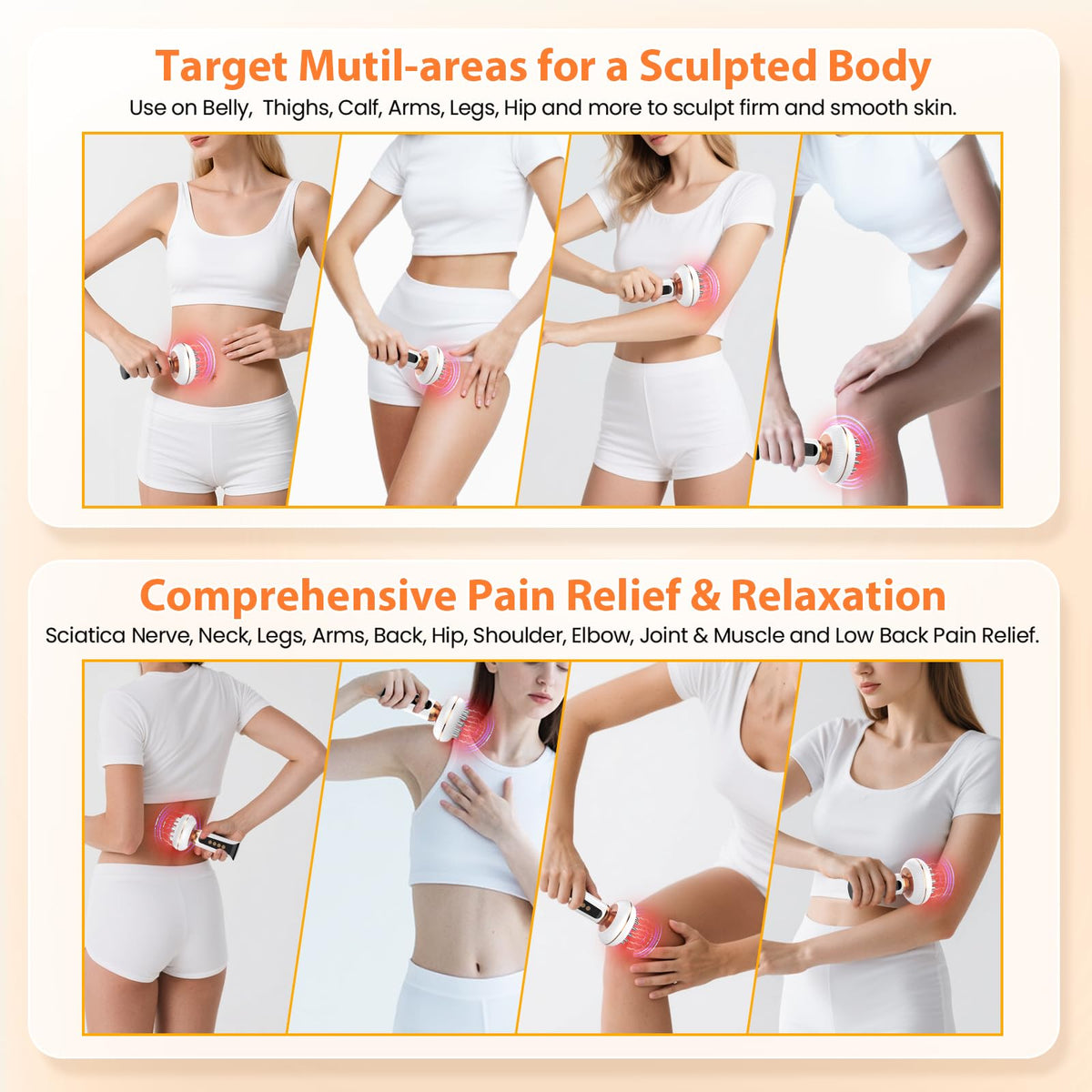 4-in-1 Body Sculpting Machine - Lymphatic Drainage Massager - Anit Cellulite Massage Tool Help Reduce Stretch Marks & Cellulite & Fat, Pain Relife Devices for Body (Belly, Legs, Arms, Butt, Low Back) Choufaly buy supplements Au