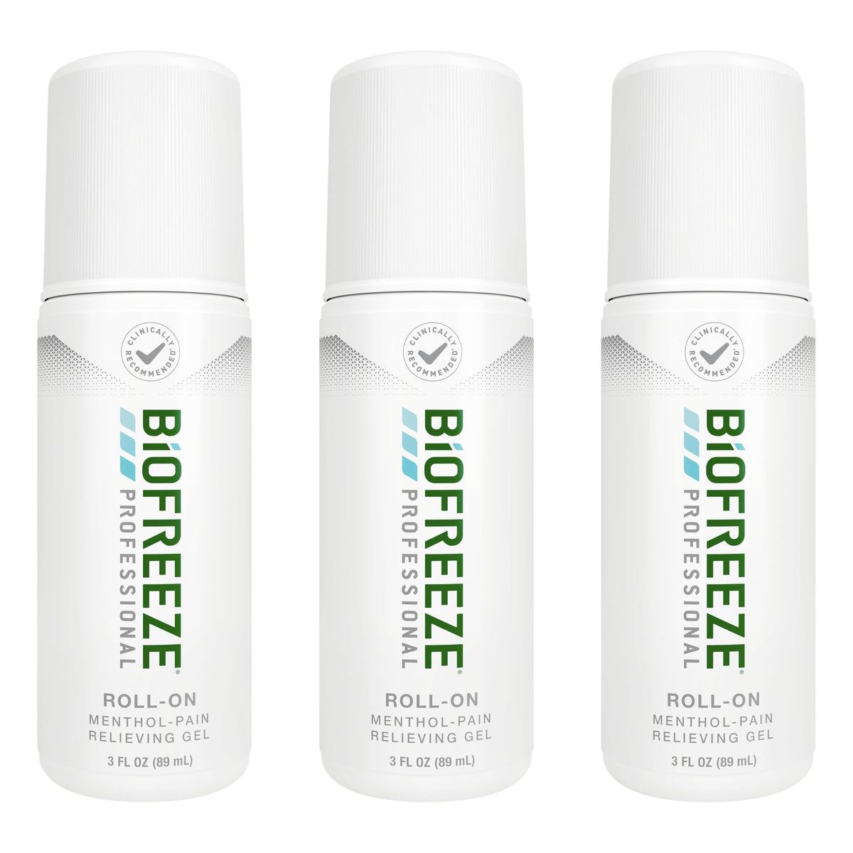 Biofreeze Professional Pain Relief Roll On, Travel Size Arthritis Discomfort Reliever, Fast Acting & Long Lasting Formula, Cooling Menthol Gel 3 Fl Oz (Pack of 3) BiofreezeBuy Supplements Australia