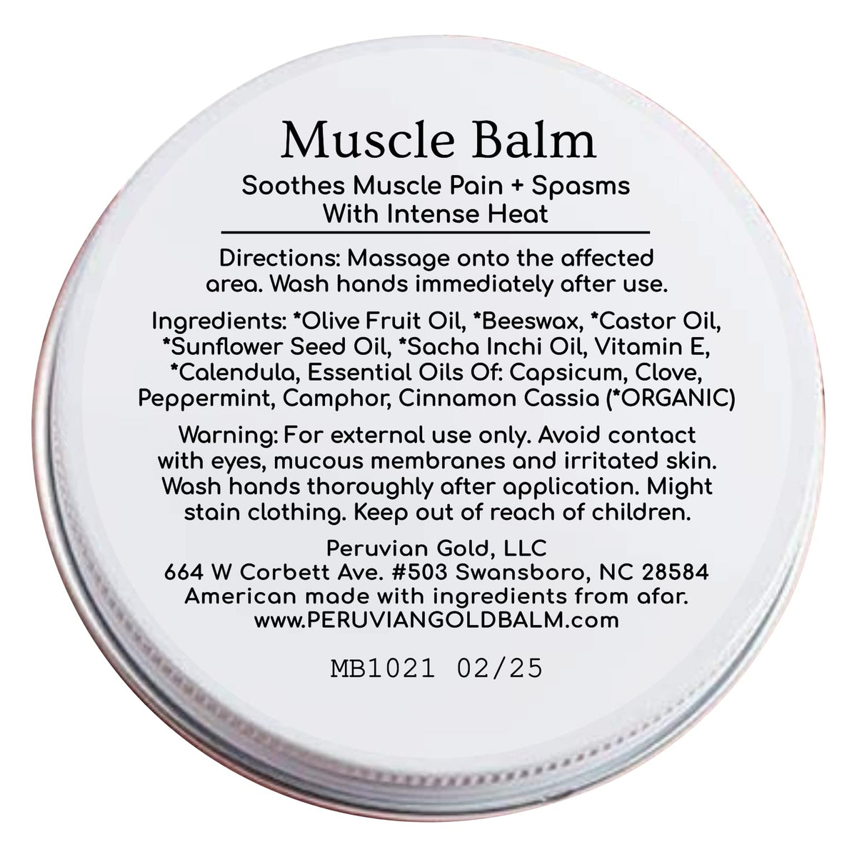 Sore Muscle Balm - Peruvian Gold Intense Heat Therapy Muscle Rub. 500K Scoville Heat Units Melts Away Sore, Painful Muscles. 2oz Peruvian GoldBuy Supplements Australia