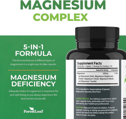 ForestLeaf Riboflavin & Magnesium Migraine Supplement - Riboflavin 400mg for Headache Relief - Ultimate Magnesium Bundle with B2 Vitamin 400mg for Headache Migraine Relief Capsules